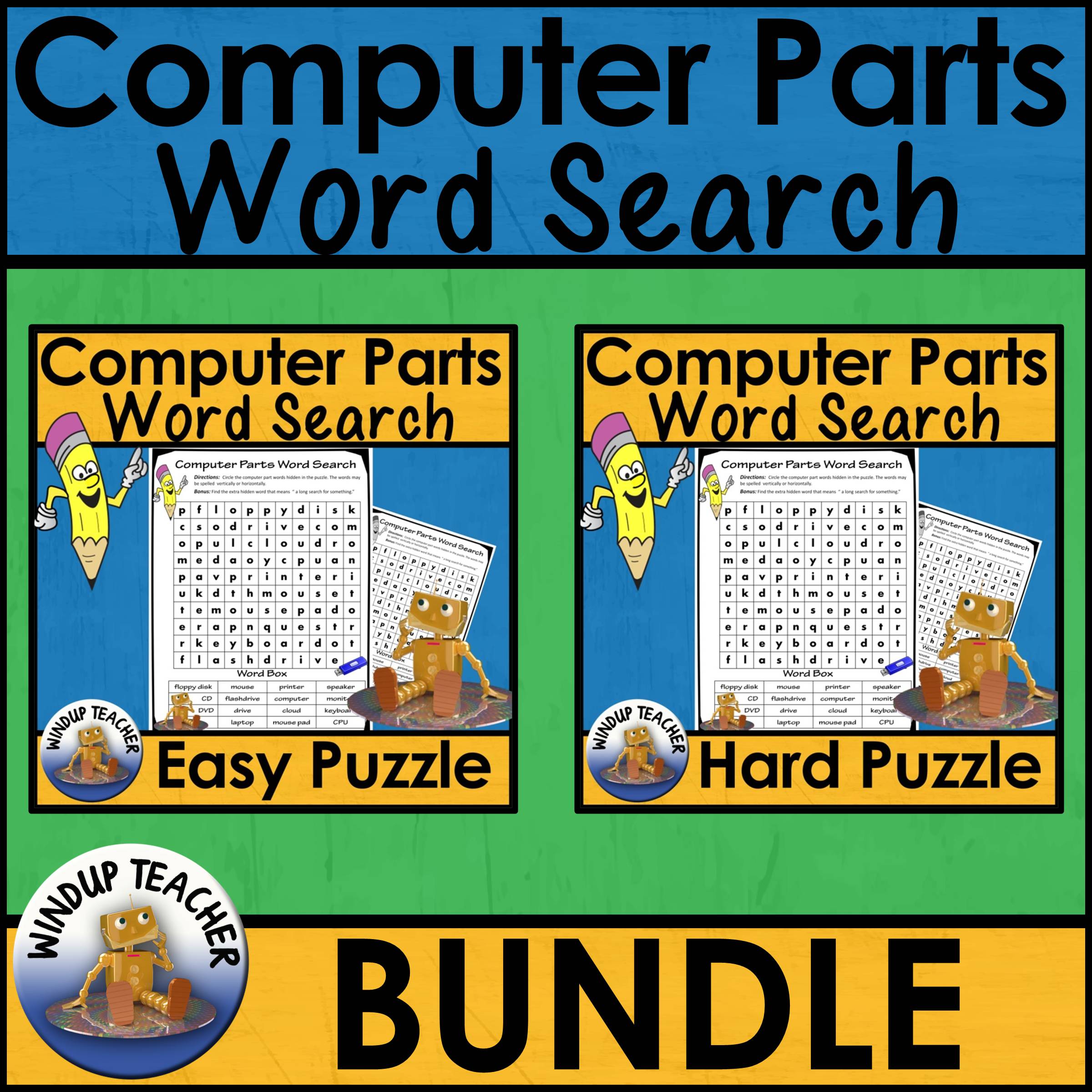 Computer Parts Word Search BUNDLE - Easy & Hard