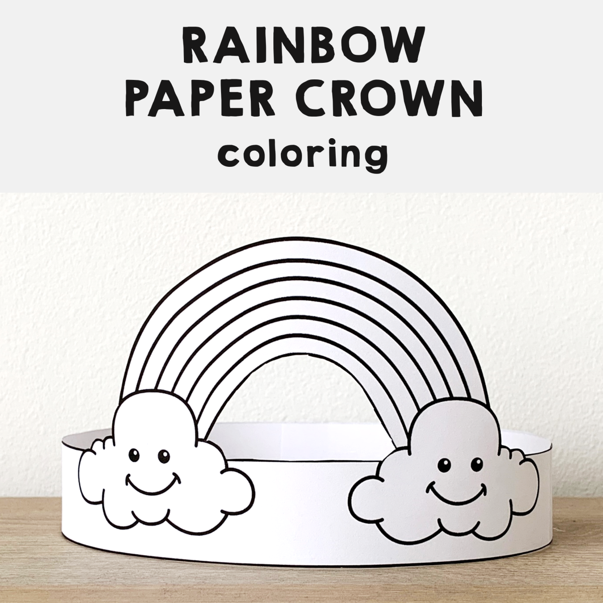 Rainbow Paper Crown Printable Spring Weather Coloring Craft