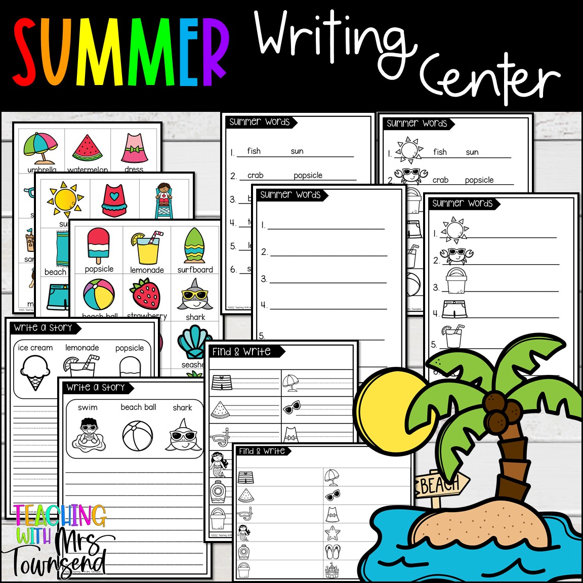 Summer Writing Center printable worksheet