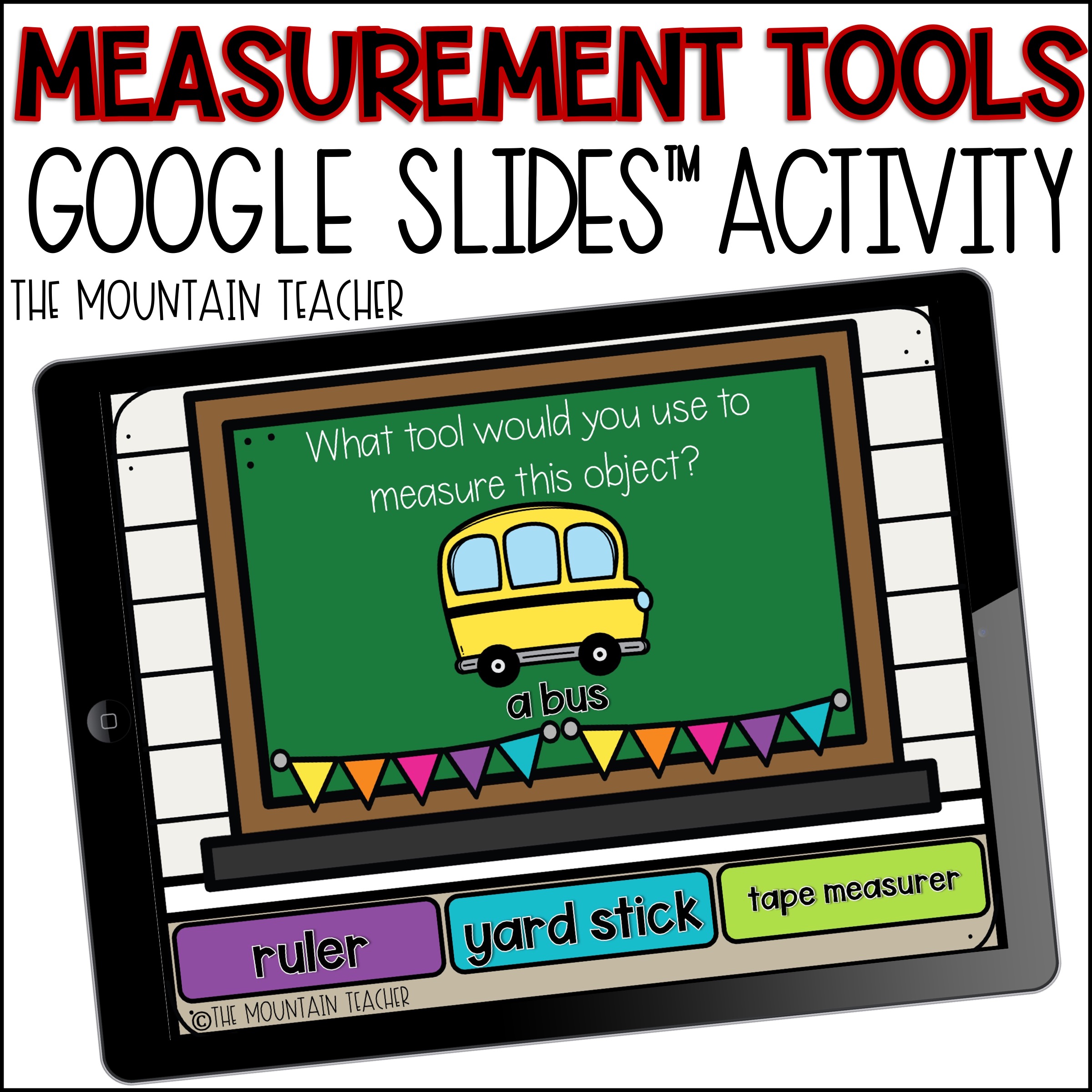 Measurement Tools | Ruler Yardstick Measuring Tape | Google Slides Math Act