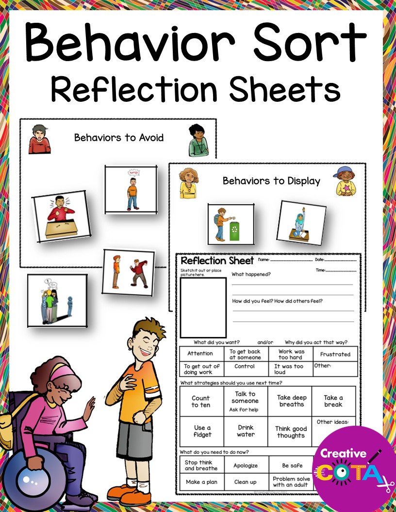 Social Emotional Learning Behavior Sort and Reflection Sheets for Older Students