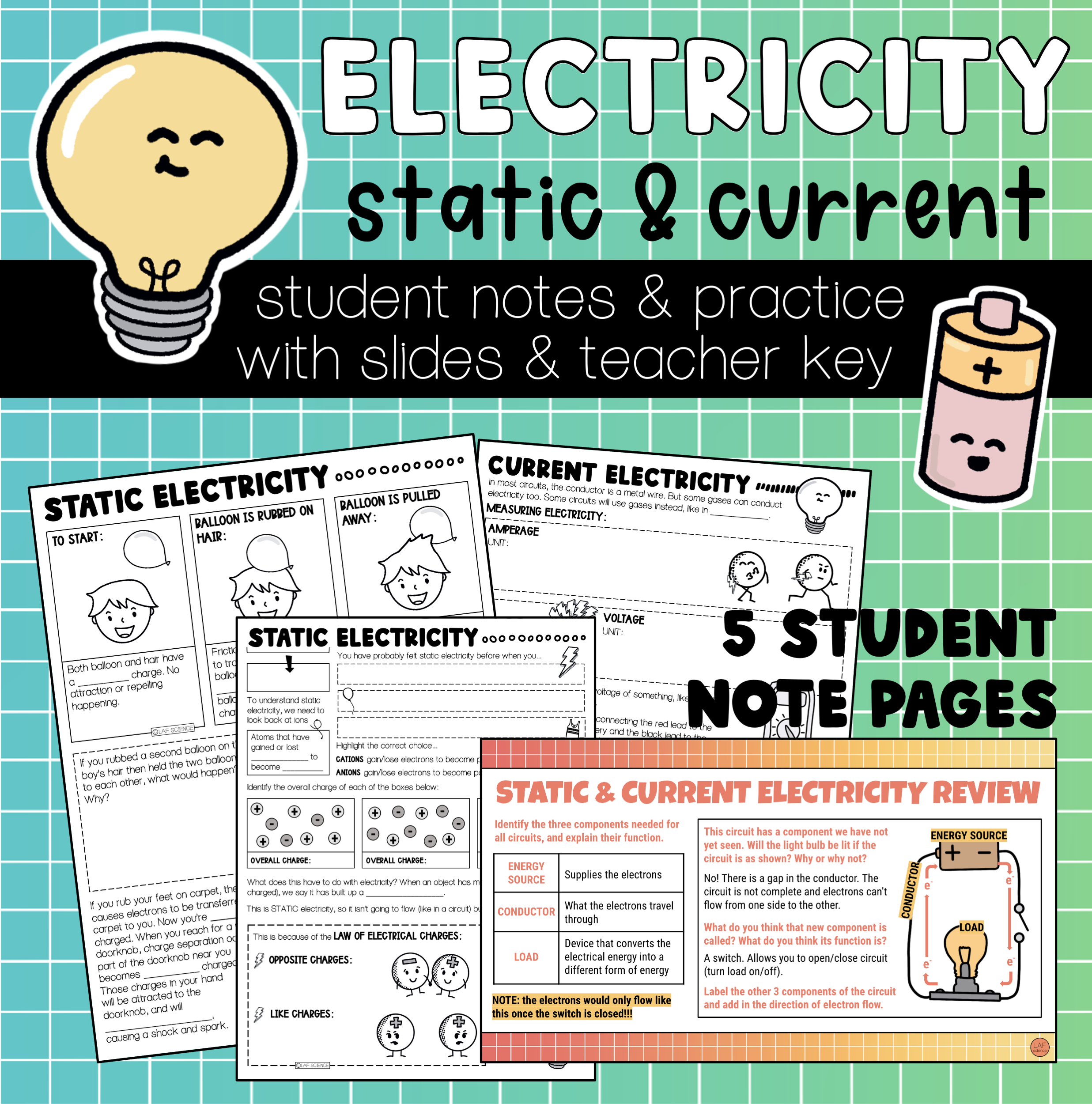 Static and Current Electricity Notes and Practice