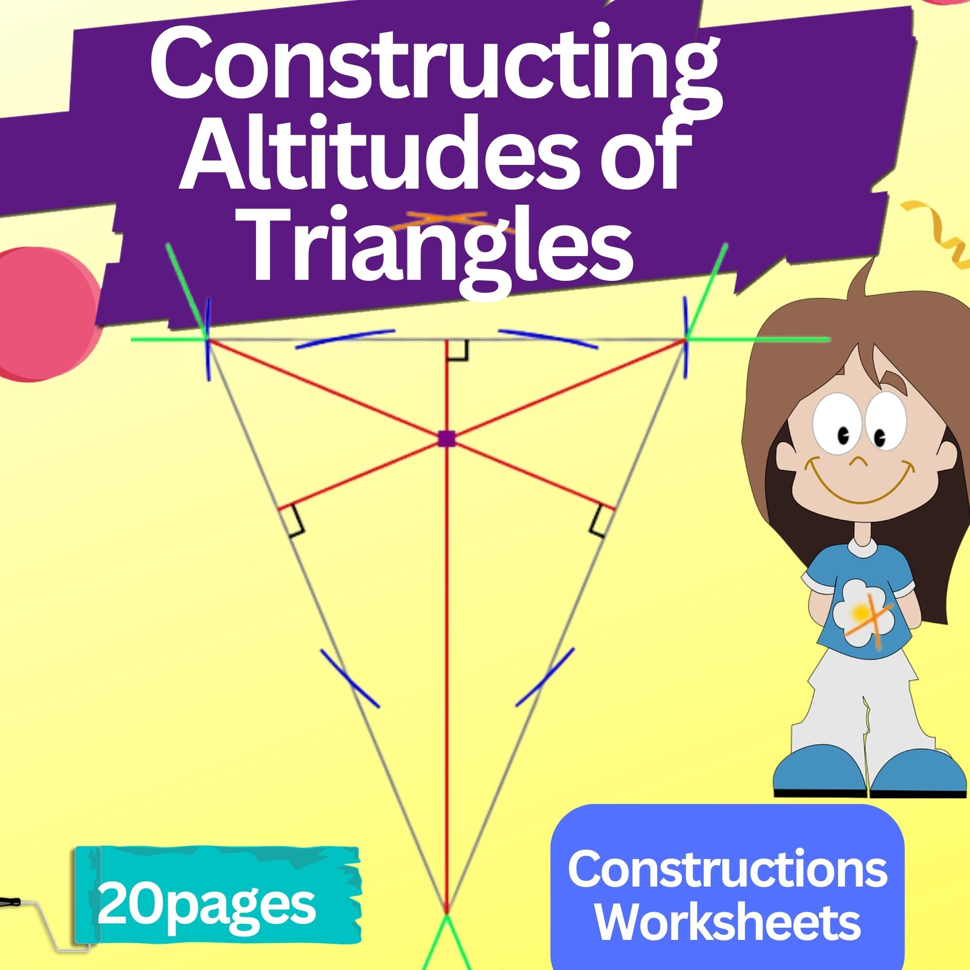 Constructing Altitudes of Triangles worksheet - Construct the altitude