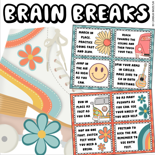 Brain Breaks Movement Cards Groovy Retro Vibes Theme