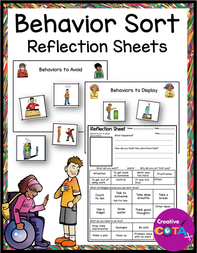 Social Emotional Learning Behavior Sort and Reflection Sheets for Older Students
