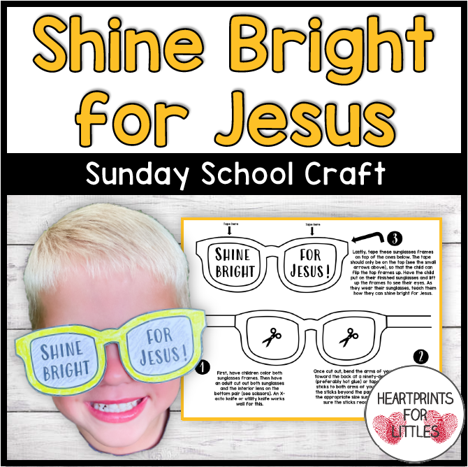 FREE Shine Bright for Jesus Sunglasses Sunday School Craft, VBS Craft