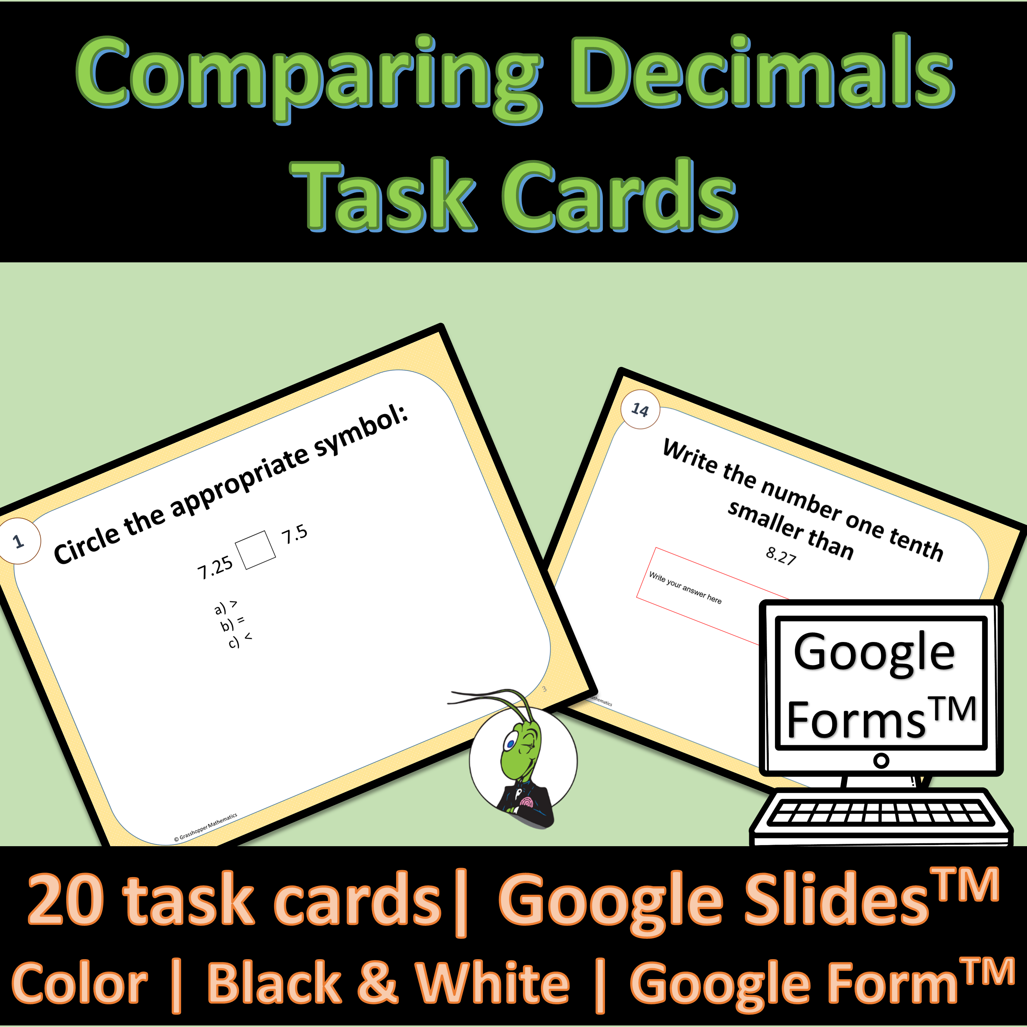 Comparing Decimals Pre Algebra Task Cards Google Form
