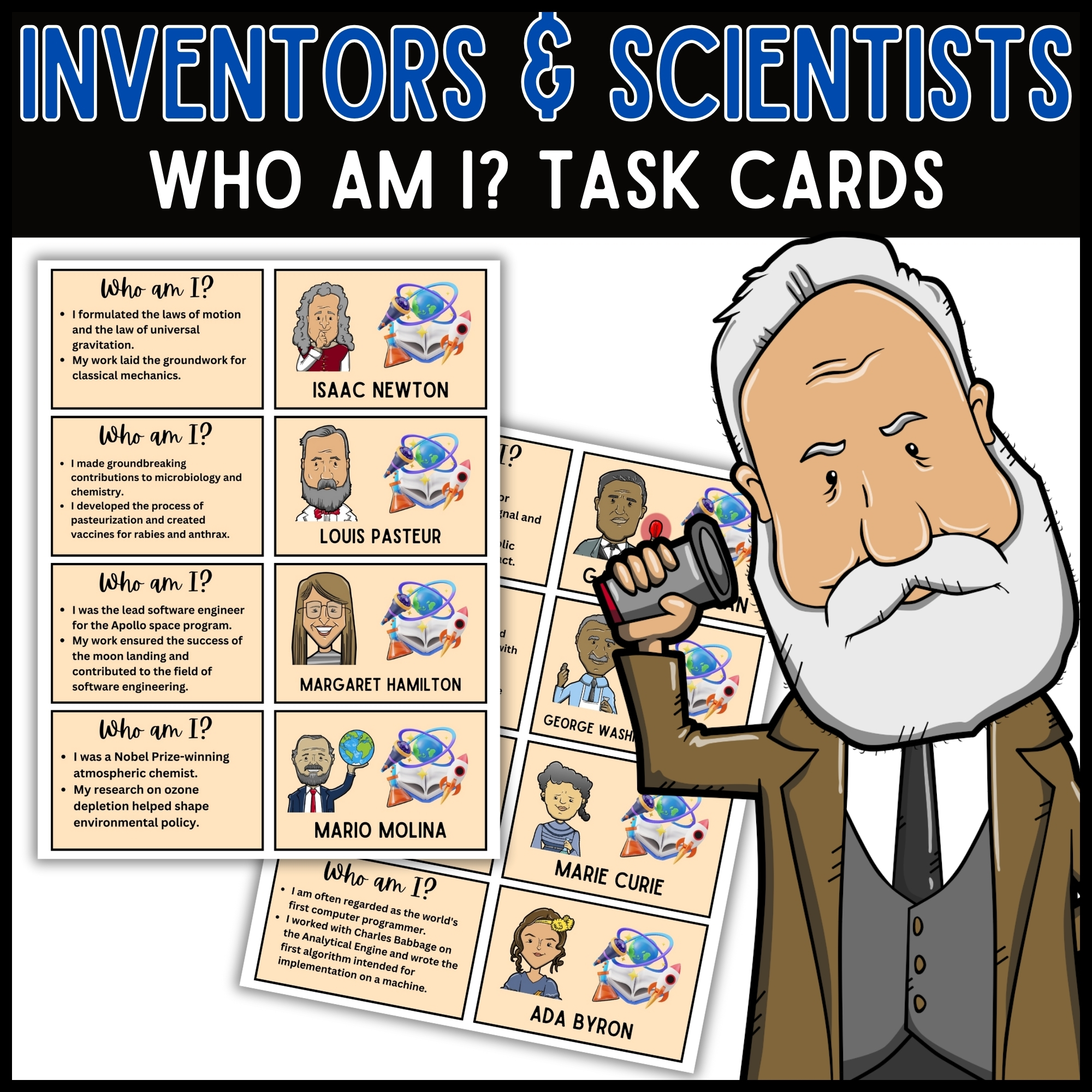 Inventors and scientists Who Am I Task Cards February Inventors' Day Task Cards