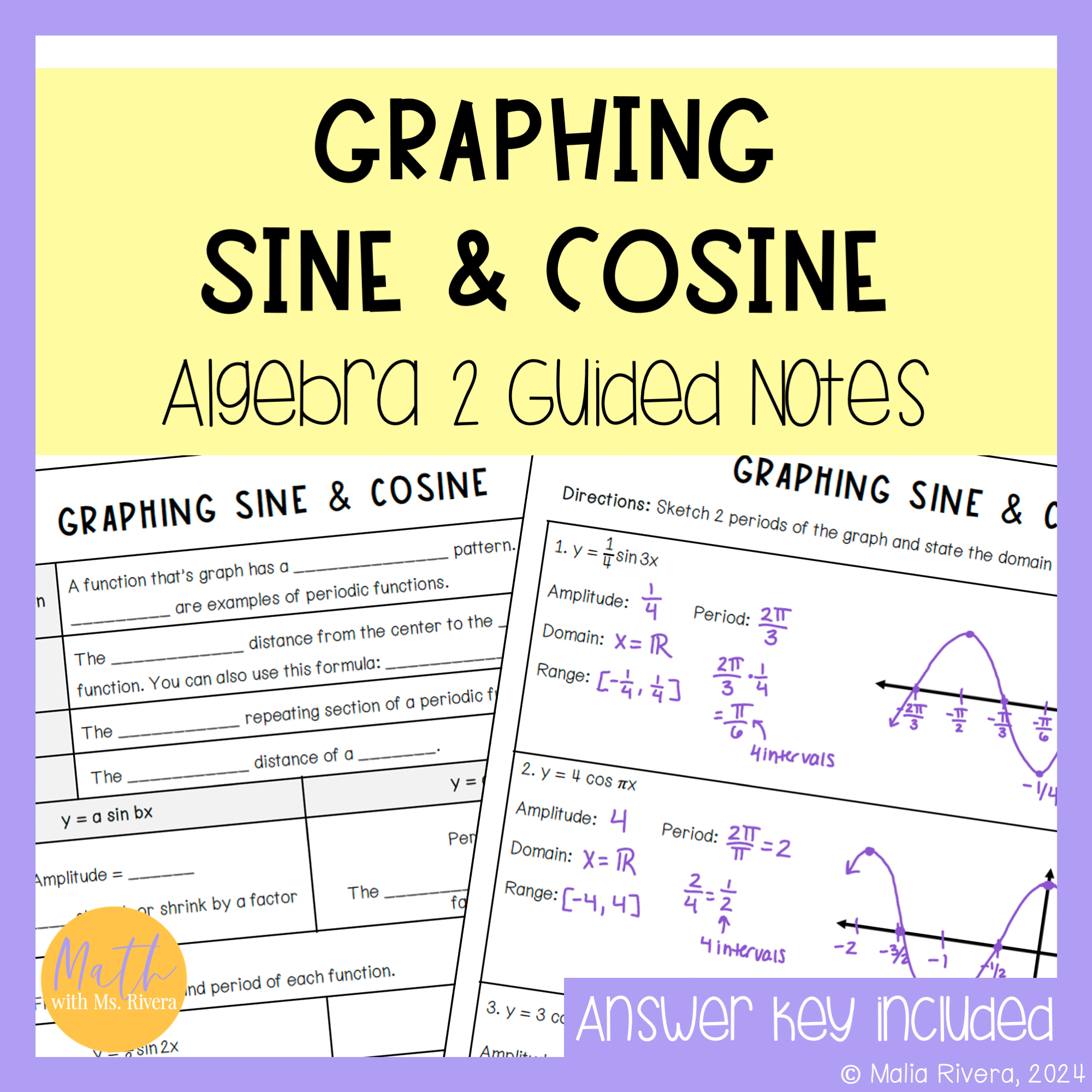 Graphing Sine and Cosine Functions for Algebra 2 Trigonometry