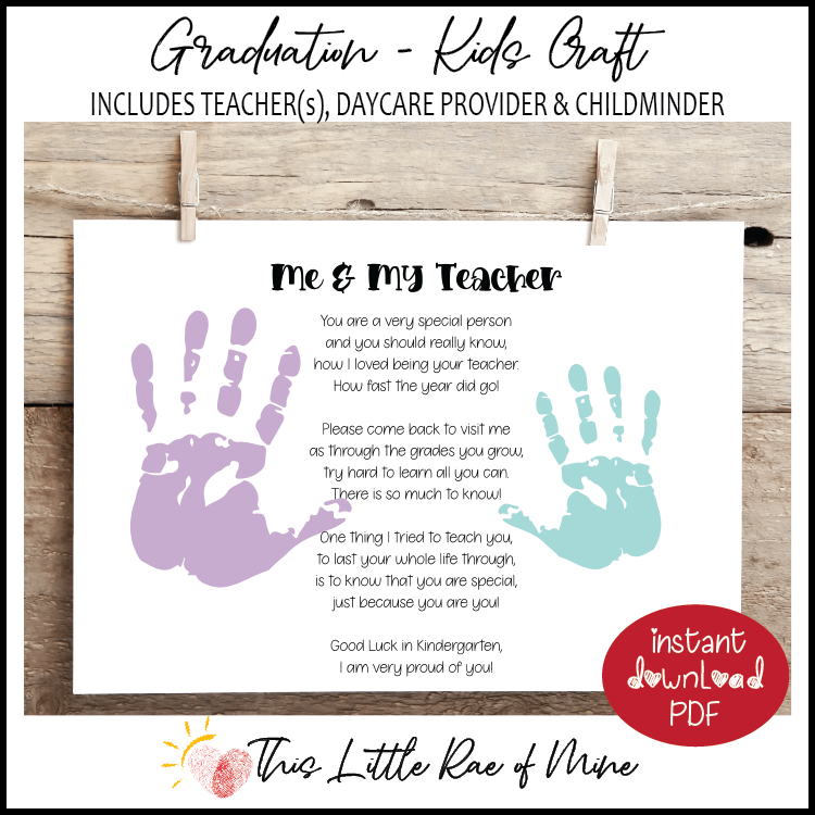 Me & My Teacher - Teachers - Daycare Provider - Childminder - poem - Graduation