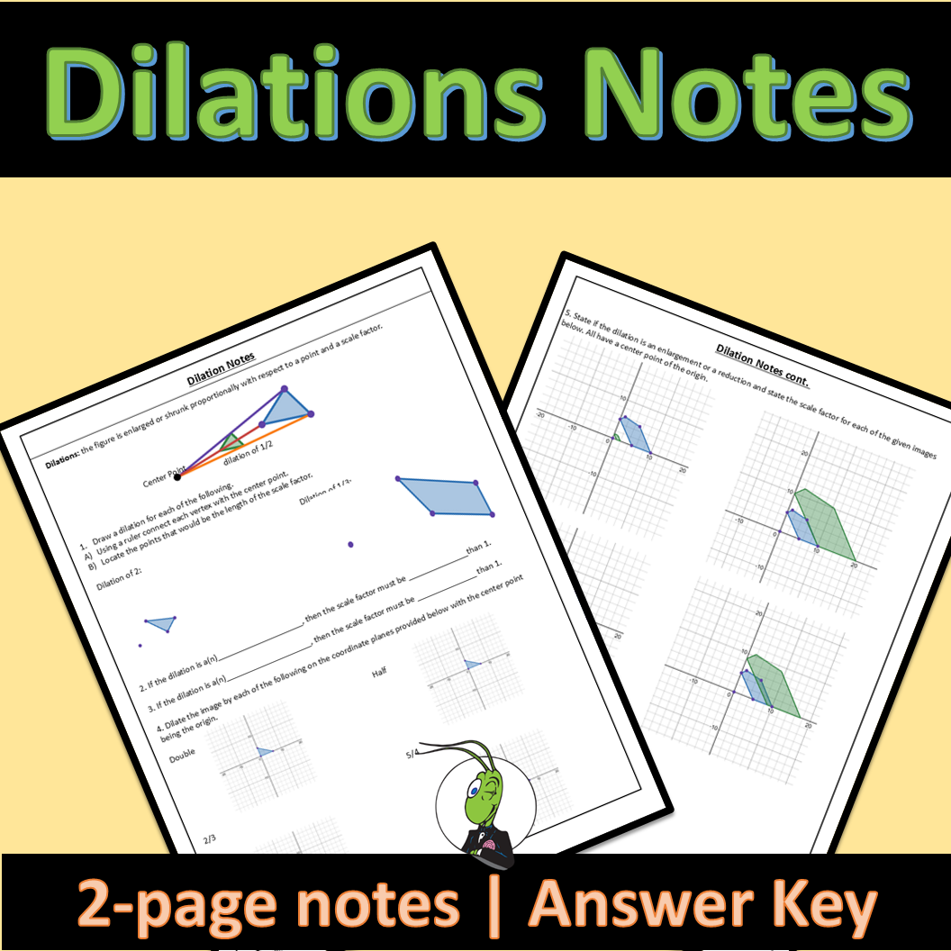 Dilations Geometry Guided Notes Transformations and Symmetry Unit