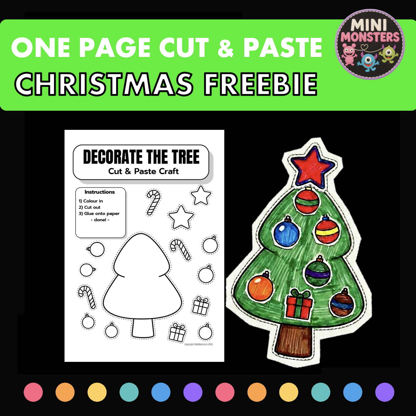 One-Page Cut Paste Christmas Craft